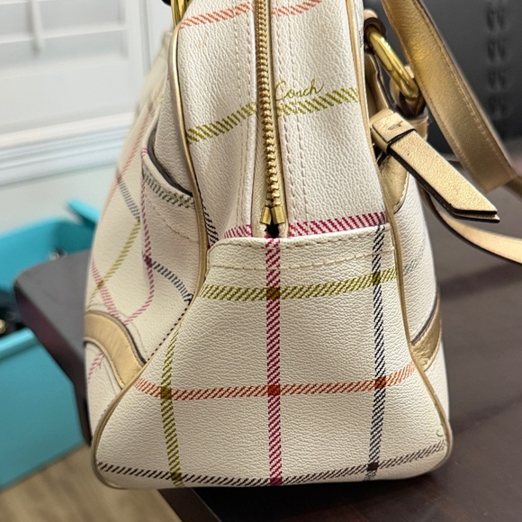 Coach Cream and Gold Plaid Shoulder Bag - Picture 13 of 13